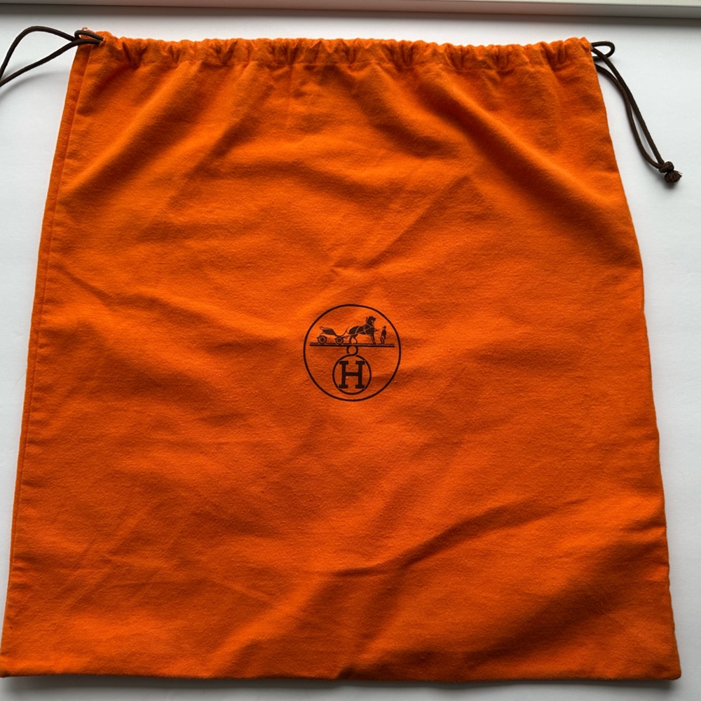Vintage Hermes Preloved Large Orange Dustbag size 17in x 16.5in